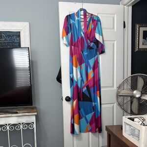 Colorblock Geometric Maxi Dress - Bold Multicolor